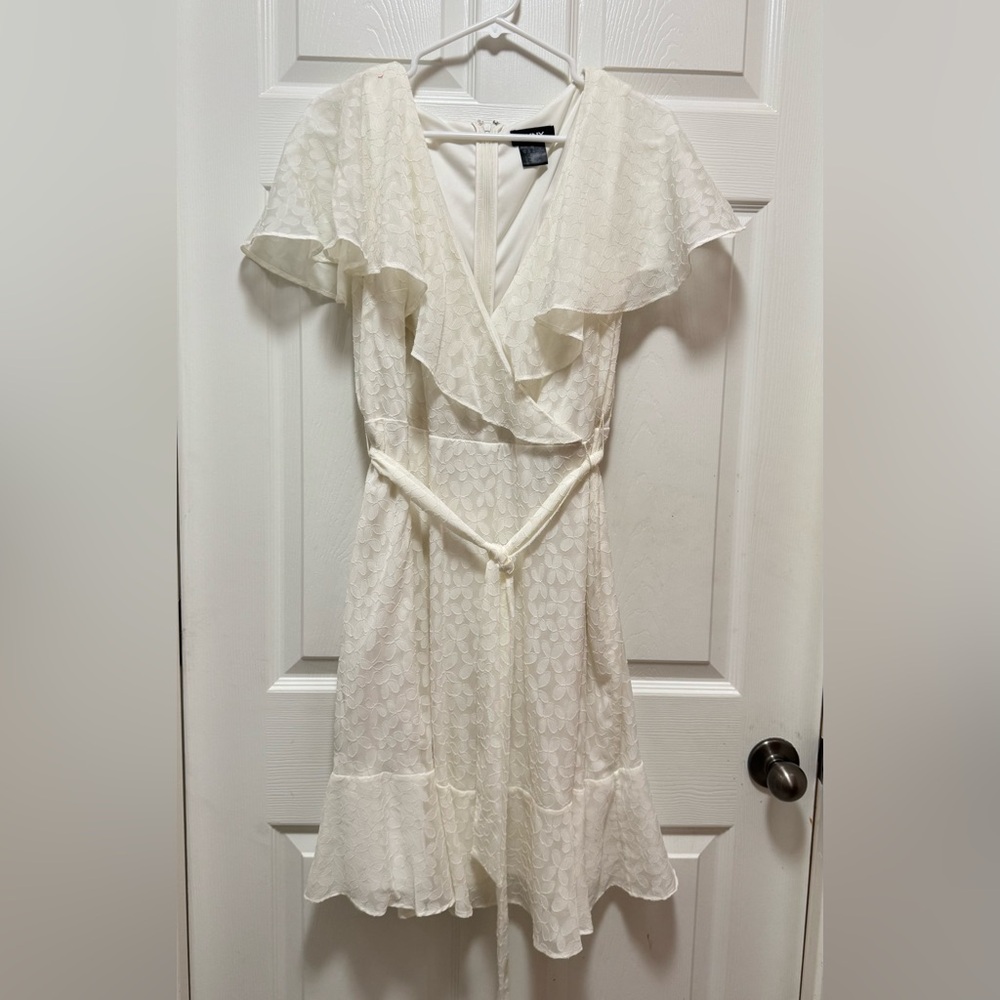 DKNY Cream Ruffle Mini Dress
